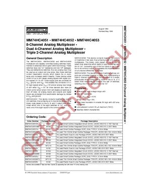 MM74HC4051SJ datasheet  